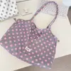 Bolso de hombro con cordón estilo coreano 6932 con estampado de lunares y estrellas, bolsa de lona para estudiantes, gran capacidad