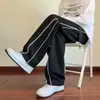 Pantalones deportivos de rayas estilo americano para hombre, nuevo diseño de moda otoño e invierno, pantalones casuales deportivos rectos de alta gama para hombre