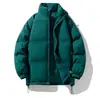 Casaco de algodão grosso de inverno para homens, jaqueta de algodão de corte solto, casaco moderno com gola alta, jaqueta puffer para casais, blusa versátil de cor sólida, casaco de algodão