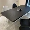Mesa de jantar flutuante de acrílico nórdico, mesa de escritório longa criativa, design de madeira natural, bancada de trabalho para casa, mesa de jantar simples