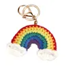 Colgante de ganchillo de arcoíris de amor trébol de cuatro hojas multicolor llavero accesorios para bolso regalo regalo