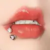 Novo anel de lábio de amor de três cores bola de lama flash anel de orelha de aço inoxidável decoração de lábio quente de travessia de fronteira perfuração atacado