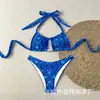 Atuendo de Playa 2025 para Mujer Trajes de Baño Bikini Estampado de Elementos Correas de Cuello Halter