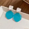 Pendientes Irregulares en Forma de Abanico Plegado Geométrico Azul Aguja de Plata Pendientes de Lujo Ligero de Gama Alta Pendientes de Moda de Nicho Venta al por Mayor