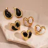 Pendientes de Acero Inoxidable con Forma de Corazón Goteando Aceite y Gota de Agua, Pendientes de Aguja de Acero, Pendientes Simples de Nicho de Moda Retro de Alta Gama
