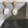 Aretes de perlas barrocas naturales, joyería, chapado en cobre, oro real de 18 quilates, plata 925, suministro directo de fábrica