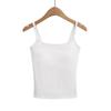 Camisola Rosa Europeia e Americana sem Costas para Mulheres, Roupa Exterior de Verão, Sexy Decote Baixo com Bojos Embutidos, Top Sem Costas da Moda