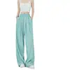 Pantalones de pierna ancha de seda helada para mujer, verano y otoño, finos, estilo japonés, casual perezoso, pantalones Yamamoto, pantalones rectos de corte holgado