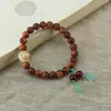 Pulsera Duobao de Madera Simple y de Moda con un Solo Círculo, Sándalo, Arañazo de Gato, Bodhisattva, Pulsera Retro de Moda para Hombres y Mujeres
