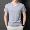 Camiseta Básica de Verano para Hombre de Manga Corta con Cuello en V, Color Sólido Simple y Versátil, Camiseta Fresca de Secado Rápido de Media Manga al por Mayor