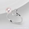 Anillo abierto de plata S925 de un millón de cruces Japón y Corea del Sur perla de agua dulce adorable anillo de pollo DIY Joker fabricantes mayoreo