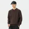 Suéter de punto texturizado con cuello Henry para hombre, nueva colección otoño/invierno 2026, estilo retro moderno old money, jersey de cuello redondo