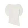 Roupas Europeias e Americanas Femininas Transfronteiriças, Moda Casual Popular no Aliexpress, Blusa com Bainha Assimétrica, Gola Redonda, Mangas Curtas Bufantes