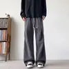 Pantalones deportivos retro americanos con estampado de trigo para hombre, primavera/otoño 2026, marca de moda, corte limpio, pantalones casuales anchos rectos fluidos
