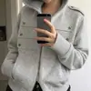 Jaqueta moletom com capuz cinza de alta qualidade para streetwear feminino de Dongdaemun, Coreia, com estampa de estrelas, novo design de outono