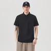 Roupas Masculinas Fengshe / Verão Estilo Americano Soltinho Manga Curta Gola com Zíper Masculina Tendência Versátil Camisa POLO Secagem Rápida Seda Gelada