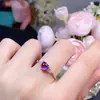 Anillo de Amatista Pura Natural de Venta Caliente Transfronteriza para Mujer Color Súper Fresco Misterioso Morado Soñador 6*6mm Directo de Fábrica