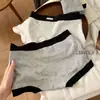 Calzoncillos tipo bóxer de algodón de color antibacteriano de 10A con contraste gris, 100% algodón, para mujer, de cintura media, con refuerzo de algodón para deporte, que cubren la cadera