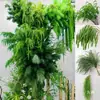 Plantas Verdes Flores Artificiales Hierba Aspargo Colgante Decoración de Fondo de Arte Floral para Bodas Flores Falsas Estilo Bosque Escenario de Boda Arreglo Floral