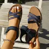 Nuevas de Moda Tallas Grandes Verano Transfronterizas Sandalias de Playa Planas Elásticas para Mujer Estilo Romano para Uso en Exteriores