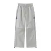 Calça larga de cintura alta, à prova de vento e quente para o outono, cor sólida, versátil, clássica, disponível em várias cores, cordão ajustável, calça longa durável