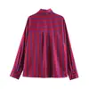 ZA Ropa de Mujer de Comercio Exterior Transfronterizo Europa AliExpress Venta Caliente Cuello Simple Cordones Rayas Camisa de Manga Larga