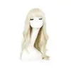 Peluca Femenina Cabello Largo Rizado Diario Lolita Blanco Leche Dorado Ola Grande Peluca de Cabello Largo Rizado Femenino Cobertura Completa de Cabeza Femenina