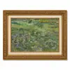 Pintura a Óleo Estilo Van Gogh com Moldura Dourada Vintage de Pomares de Damasco, Campos e Céu Estrelado para Entrada de Sala de Estar, Decoração de Arte de Parede com Moldura