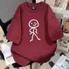 Camiseta de Manga Corta de Algodón Puro con Estampado de Stickman Fresco para Hombres y Mujeres, Nuevo Estilo de Verano, Top Moderno y Versátil