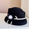 Feng Shui Xiaoxiang Bola de Pelo de Vison Chapéu de Pescador Camélia Chapéu de Feltro de Lã Australiana Infantil Chapéu Francês Bacia Topo Côncavo Cartola Moda