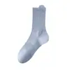 Meias Femininas Novas de Alta Elasticidade Antiderrapantes de Cano Médio, Meias Dupla Orelha Estudante Outono e Inverno para Uso Externo, Meias de Algodão Sem Costura Estilo Ins de Cor Sólida