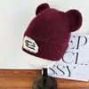 Gorro de Lana Tejido con Orejas de Oso Lindo para Otoño e Invierno para Hombres y Mujeres, Cabeza Grande, Cara Pequeña, Versátil, Engrosado, Cálido, Gorro Protector de Orejas