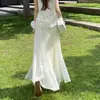 Roupas Femininas 2026 Verão Cintura Alta Emagrecedor Saia Plissada Evasê Feminina Meia Saia Plissada de Chiffon Dobras Suaves Cobrem os Quadris Saia Sereia