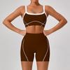 Amazon Novo Europeu e Americano Nu Apertado Esportes Ao Ar Livre Roupa Interior Feminina Fina Alça de Ombro Cor Contraste terno Sling Yoga Wear