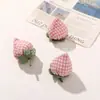 Estilo Japonés Lindo Tela Cuadros Relleno de Algodón 3D Fresa DIY Accesorio para el Cabello Pasador Broche Zapato Bolsa Ropa Accesorios Piezas