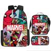 Conjunto de Mochila Infantil de Três Peças Mochila Escolar Desenho Animado para Aluno do Ensino Fundamental Mochila de Menino Estilo Superman Mochila do Batman