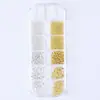Set de 12 piezas de accesorios para decoración de uñas de estrella dorada y plateada, cadena de cuentas de acero metálico, perlas semiredondas, estilo francés de lujo ligero, popular en línea
