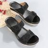 Comércio Exterior Transfronteiriço Grande Tamanho 2023 Verão Novo Retro Casual Flor Chinelos de Cunha de Salto Alto