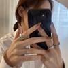 Anillo Coreano Retro de Doble Capa de Estrella y Luna para Mujer Plata S925 Plateada Niche de Alta Gama Elegante Simple Abierto para Dedo Índice Tendencia