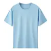 Camiseta de manga corta para hombre de algodón Pima de alta gama, color liso, cuello redondo, fina, sin costuras, casual, para usar de base, impresión de logotipo personalizado