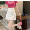Saia Irregular Feminina, Cintura Alta, Ajustada ao Quadril, Saia Evasê com Fenda, Super Curta, Hot Pants Sexy Casual de Verão