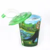 Botella de bebida con pajita de dibujos animados de animales 3D, vaso para jugo, vaso de plástico, regalos promocionales, al por mayor, en stock