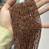 Perlas redondas de 3 mm, granate natural en polvo, cristal, ágata, amatista, ojo de tigre, piedra lunar azul grisácea, pequeñas cuentas de arroz sueltas.