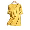 2025 Fabricante Japonés de Tejido de Punto de Triacetato Tela de Gama Alta Camiseta Básica Simple de Cuello Redondo/Cuello en V Camiseta de Manga Corta para Mujer