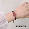 Collar de Cristal de Fresa Flor de Durazno Colgante de Pata de Gato para Pareja Cadena de Clavícula Rosa de Cristal Plateado para Mujer Verano Simple y Dulce