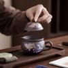 Tetera de Arcilla Morada, Tetera que Cambia de Color, Tetera del Fénix Cantante, Cambia de Color al Calentarse, Tetera Hecha a Mano, Juego de Té de Viaje para una Persona, Taza Rápida Compacta para Preparar Té