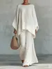 Amazon 2026 Conjunto de Camisa Elegante Simple Holgada de Color Sólido y Pantalones de Pierna Ancha para Mujer Nuevo Estilo Transfronterizo Europeo y Americano