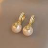 Brincos de Pérola Retrô Franceses Femininos Design de Nicho Contas de Pérola de Água Doce Imitação Brincos Completos de Diamante Fivela de Orelha Joia
