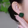 Pendientes Geométricos de Circonita Verde para Mujer, Nuevo Estilo Caliente 2026, Pendientes de Temperamento Retro de Lujo Ligero, Pendientes de Nicho de Gama Alta