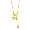 Colar Luxuoso e de Alto Padrão Banhado a Ouro 24K com Design Brilhante de Gelo Triturado, Estrela do Mar, Concha e Pingente